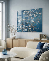 Beyaz Çiçekler Cam Tablo