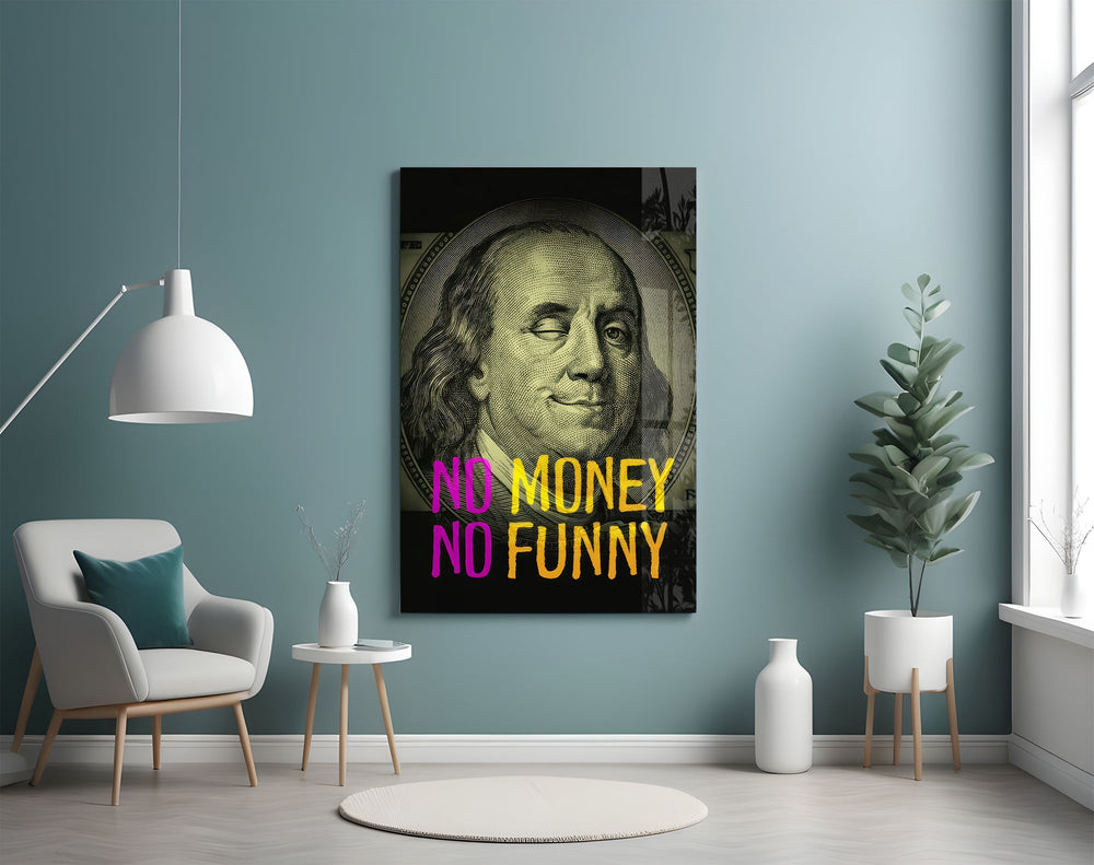 Benjamin Franklin Temalı Mizahi Cam Tablo