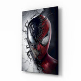 Venom Spider-Man Bölünmüş Yüz Cam Tablo