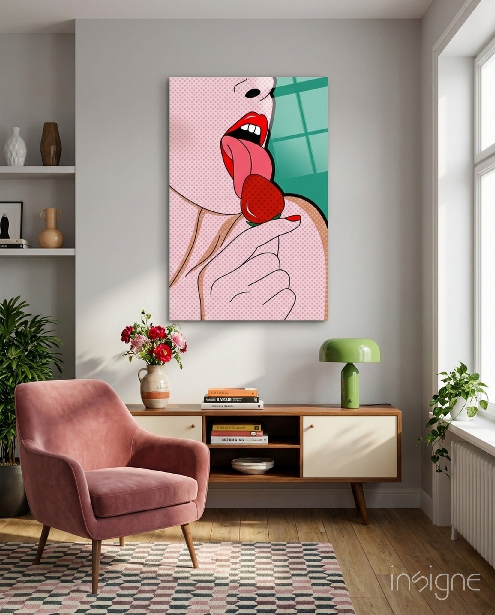 Pop Art Dil ve Dudak Cam Tablo