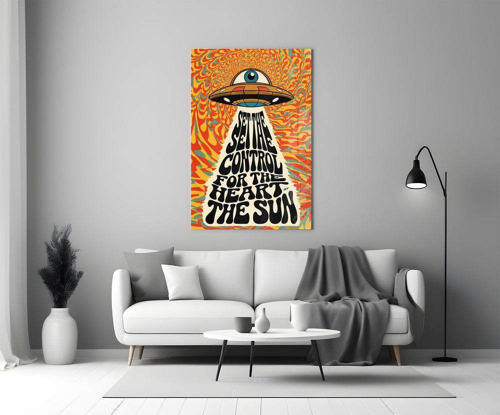 UFO Göz ve Güneş Cam Tablo