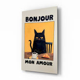 Bonjour Kedi Kahvaltısı Cam Tablo