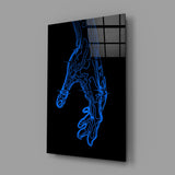Akışkan Mavi El Silüeti Cam Tablo