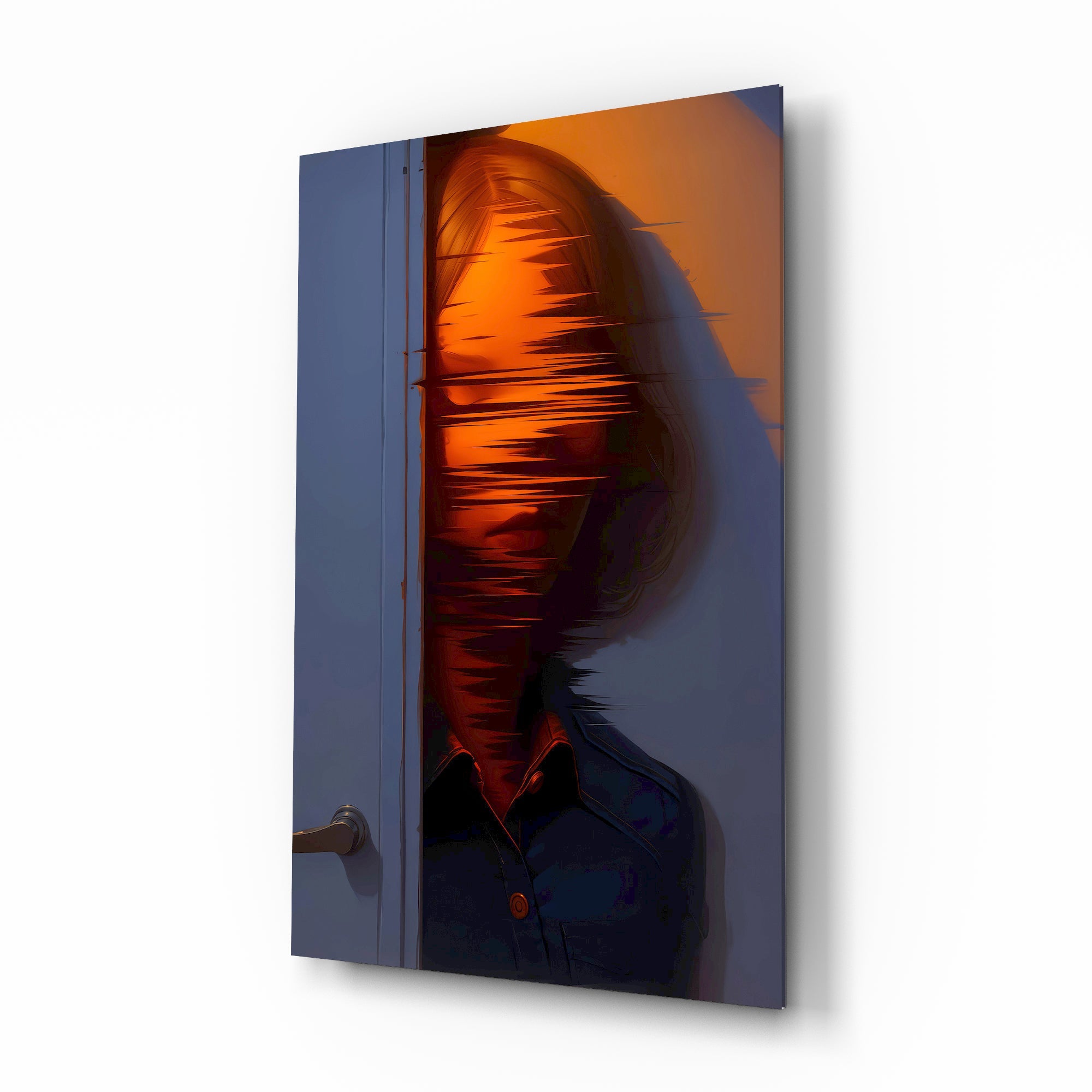 Gizemli Kapı Yansıması Cam Tablo