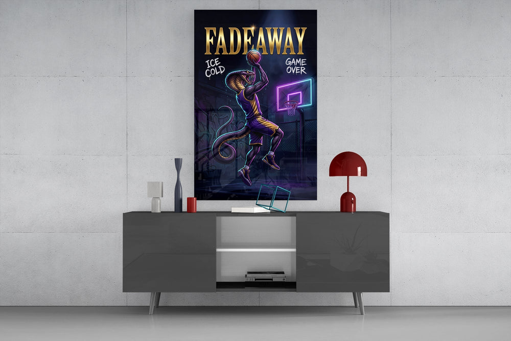 Fadeaway Cobra Jump Shot Glass Wall Art