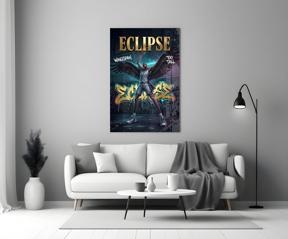 Eclipse Black-Winged Baller Glass Wall Art
