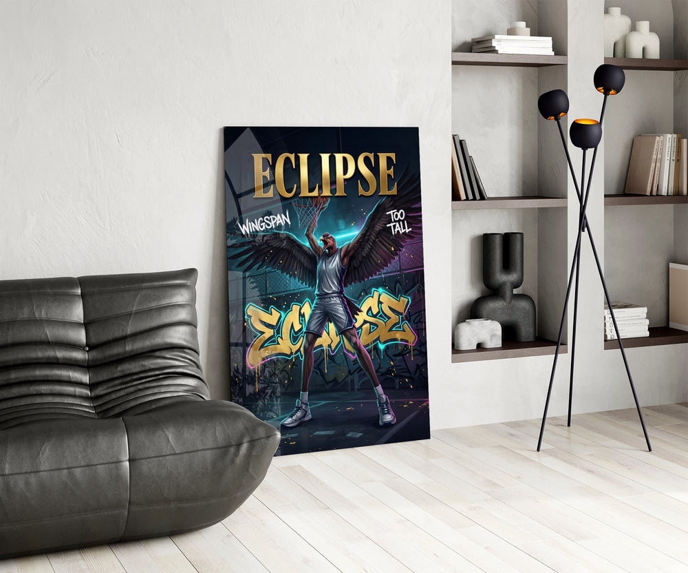 Eclipse Black-Winged Baller Glass Wall Art