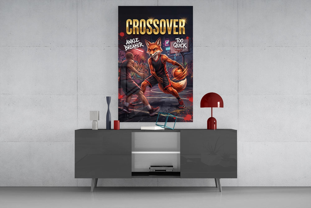 Crossover Fox Streetball Dribble Glass Wall Art