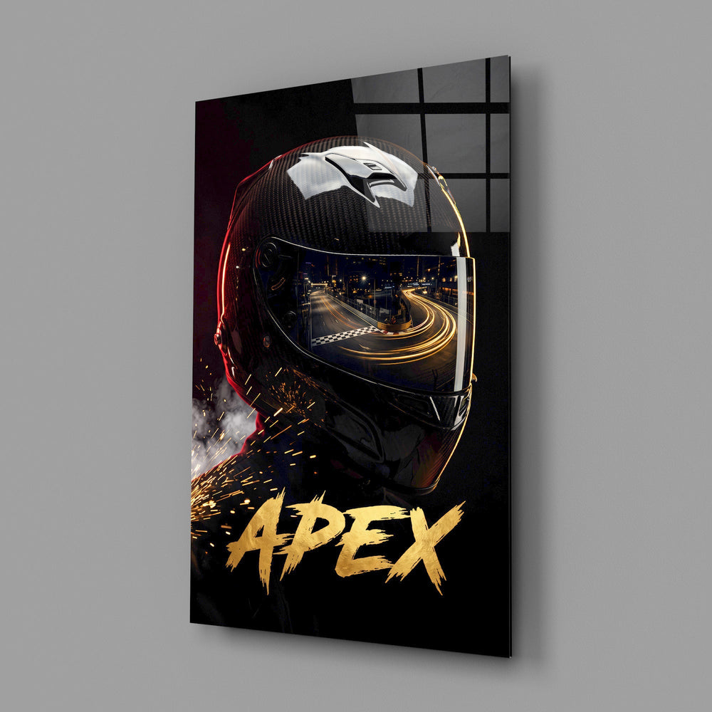 Apex Black Racing Helmet Glass Wall Art