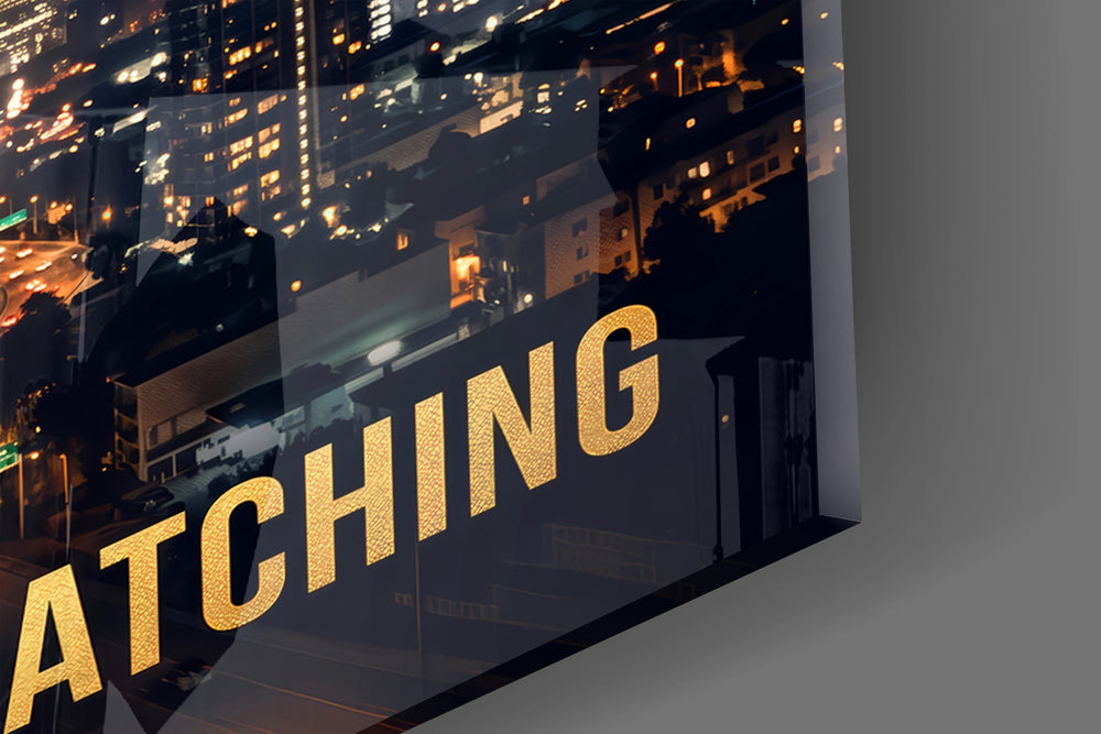 The City Is Watching Moonlit Slam Dunk Glass Wall Art