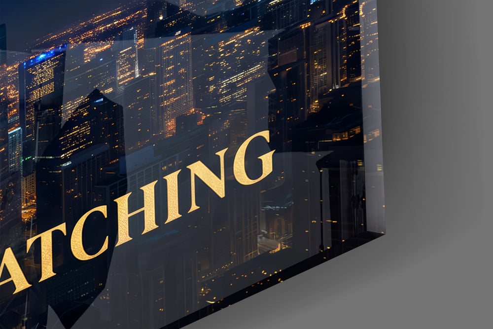 Palming The Moon City Skyline Glass Wall Art