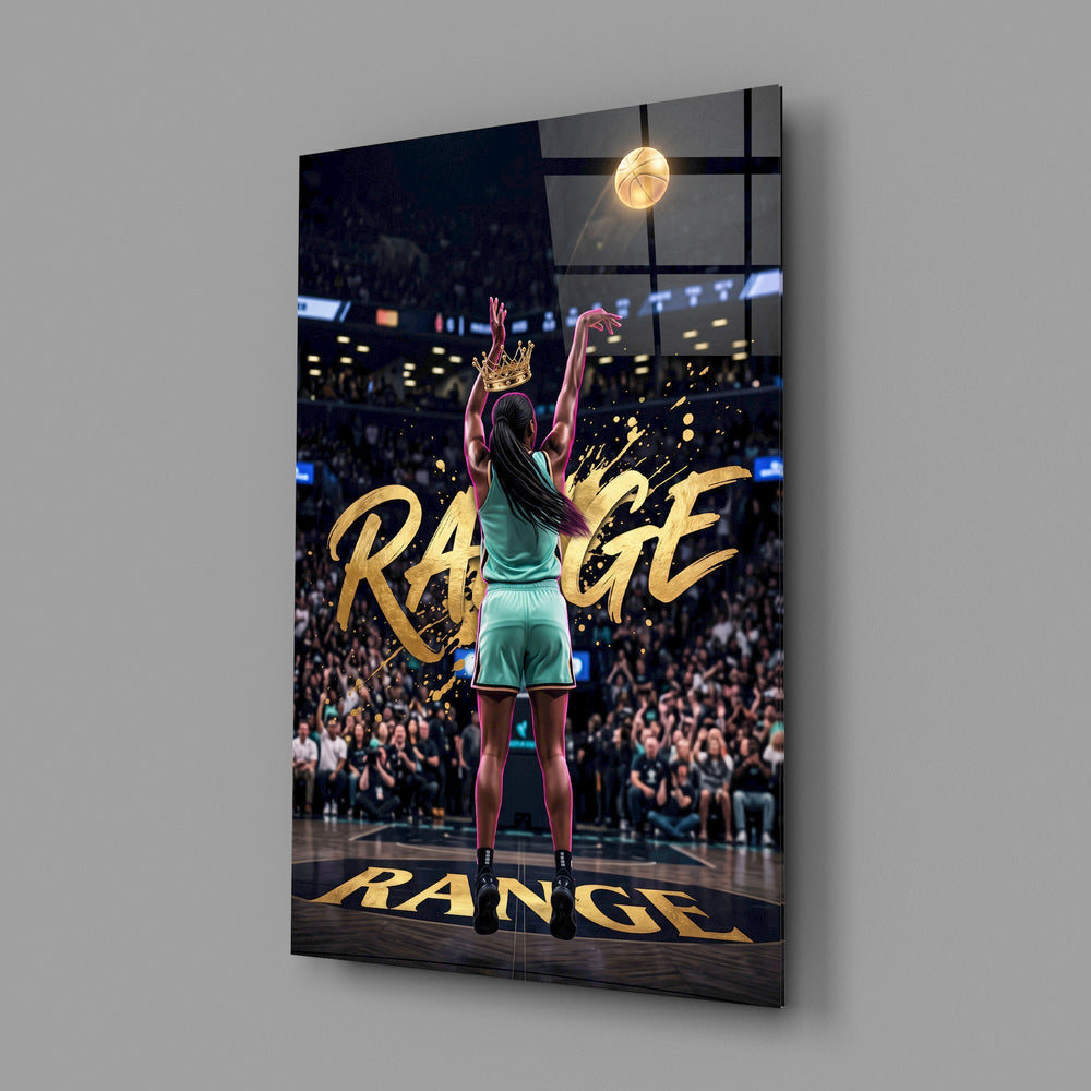 Range Gold Crown Basketball Shooter Glass Wall Art