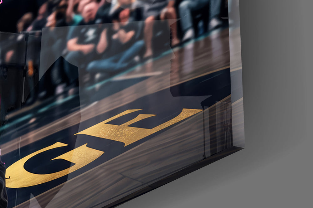 Range Gold Crown Basketball Shooter Glass Wall Art