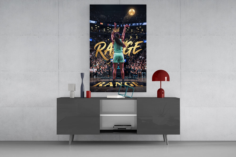 Range Gold Crown Basketball Shooter Glass Wall Art