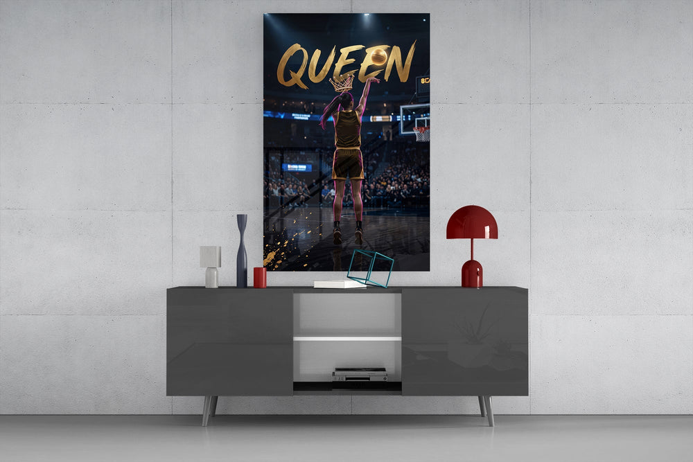 Queen Jeweled Crown Basketball Shooter Glass Wall Art