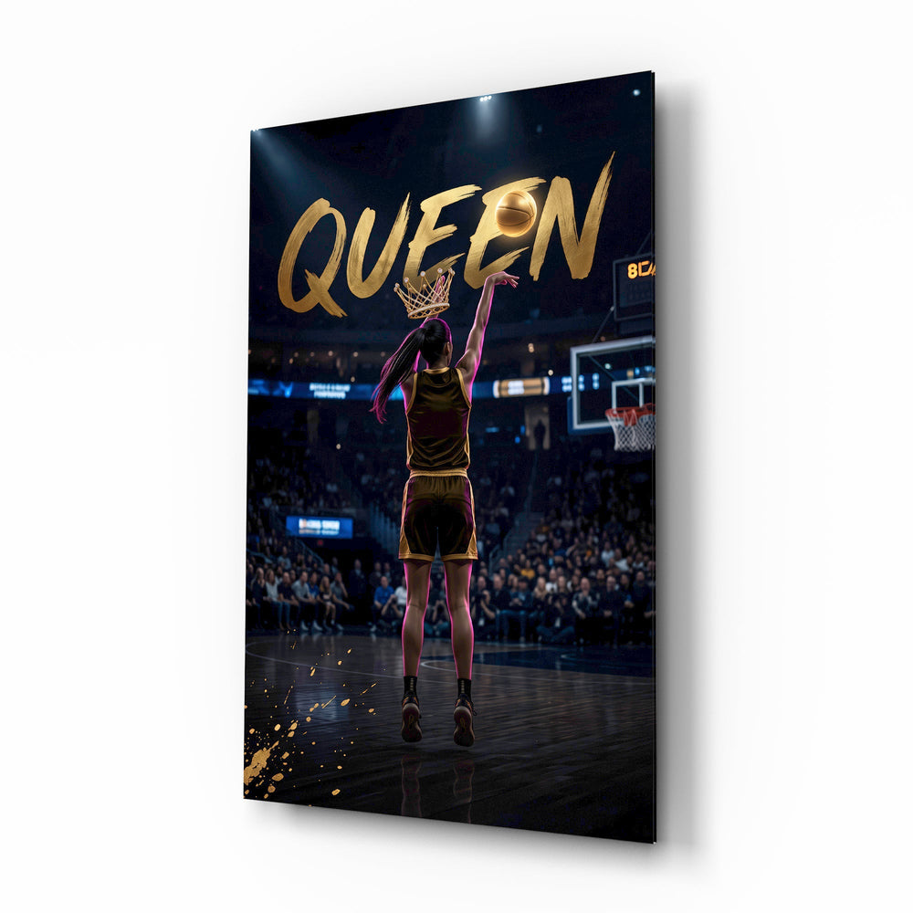 Queen Jeweled Crown Basketball Shooter Glass Wall Art