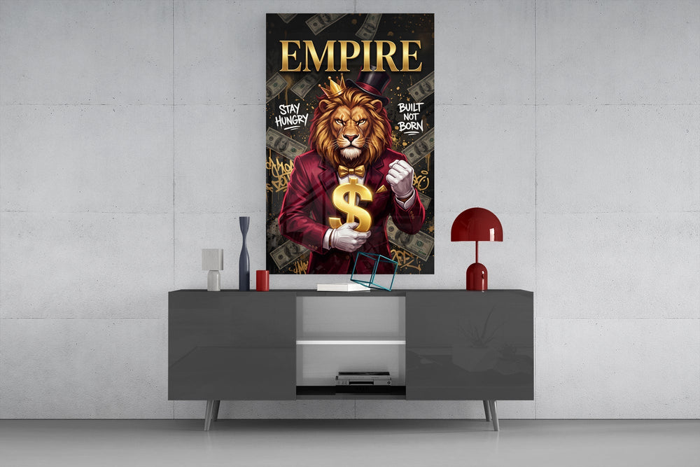 Empire Crowned Lion Gold Dollar Glass Wall Art