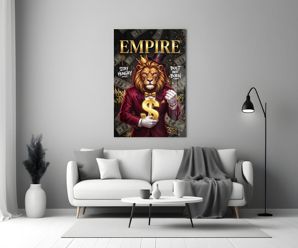 Empire Crowned Lion Gold Dollar Glass Wall Art