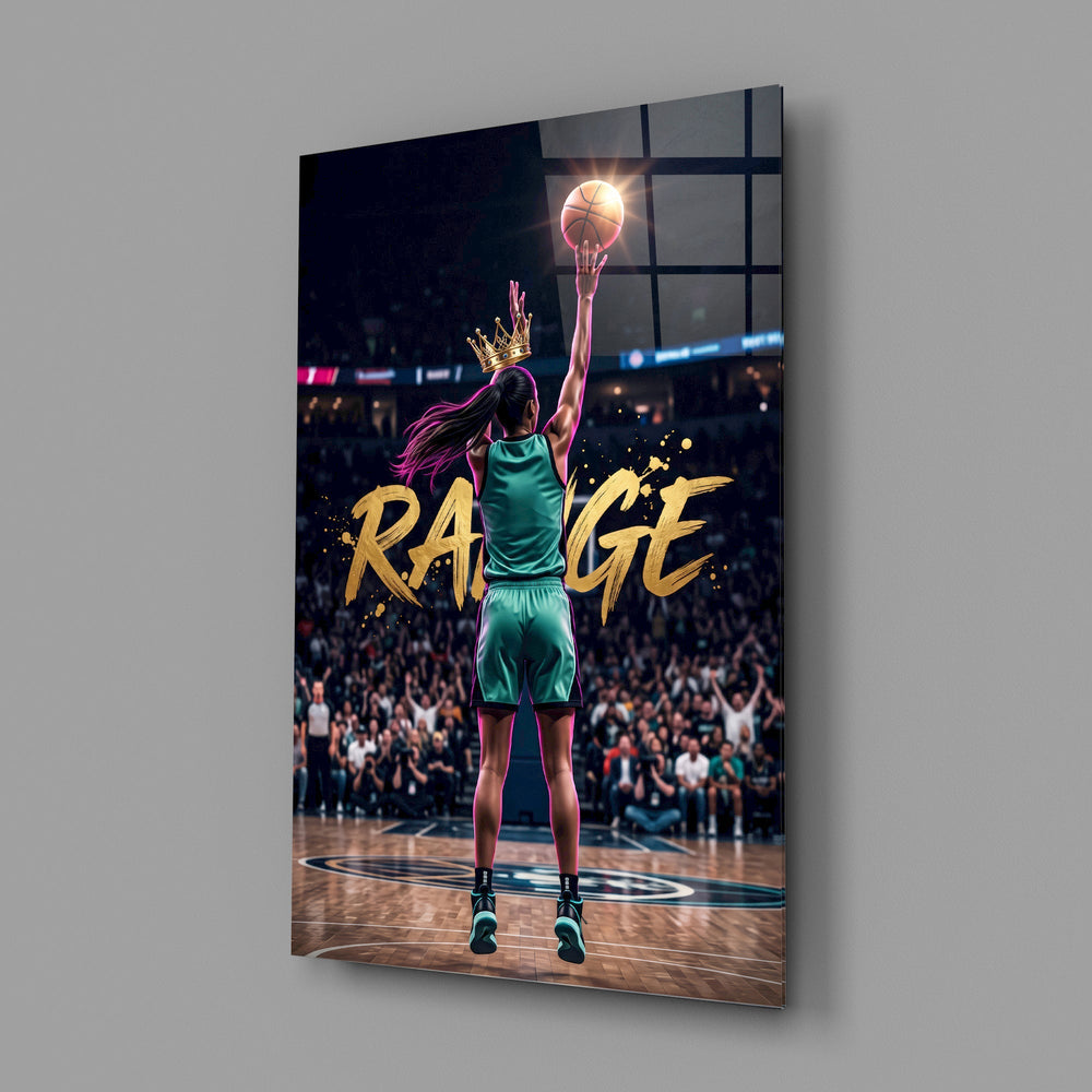 Range Crowned Woman Baller Glass Wall Art