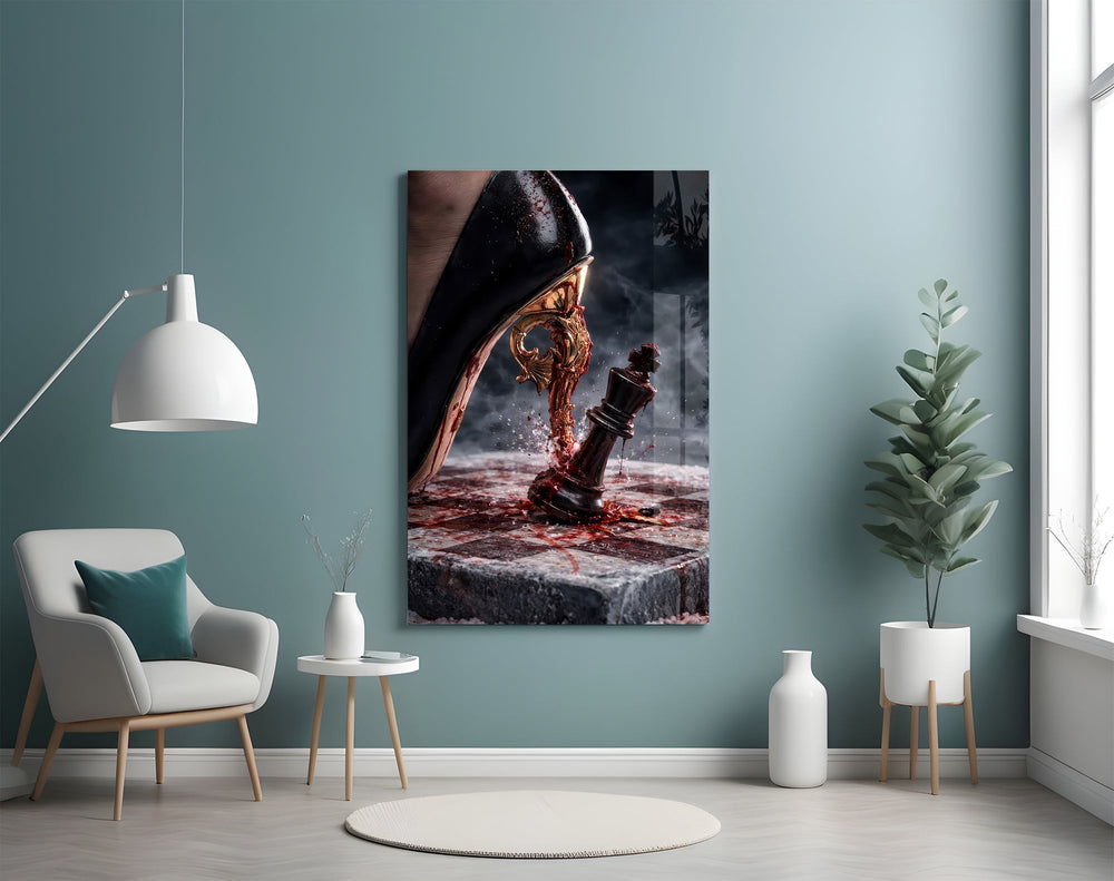 Stiletto Checkmate Chess King Glass Wall Art