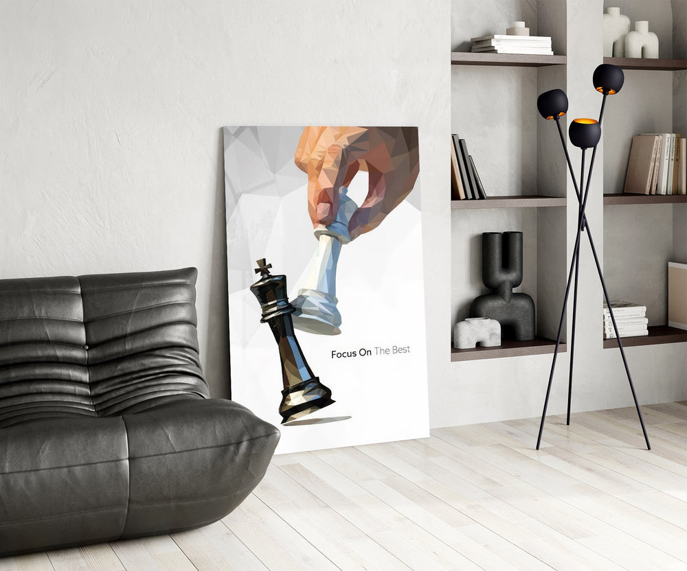 Focus On The Best Low Poly Chess Glass Wall Art