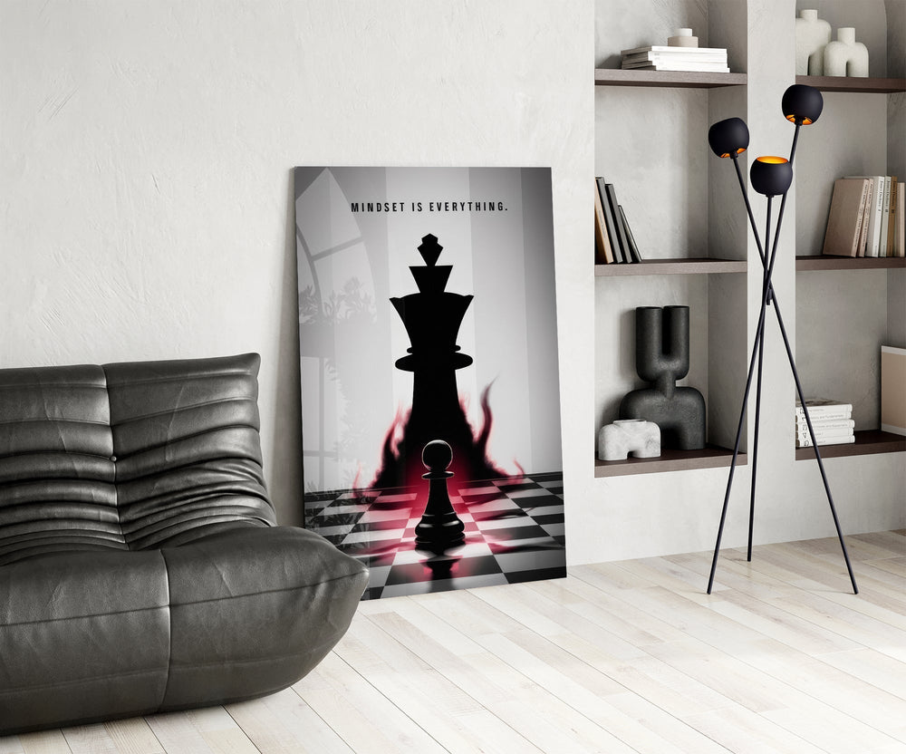 Mindset Is Everything Chess King Glass Wall Art