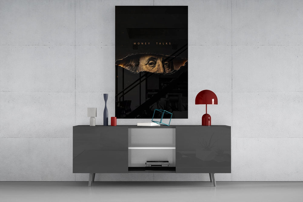 Money Talks Torn Dollar Bill Eyes Glass Wall Art