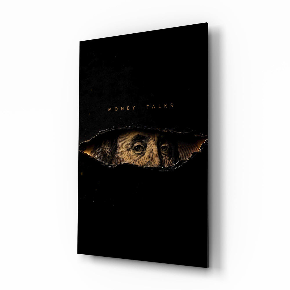 Money Talks Torn Dollar Bill Eyes Glass Wall Art