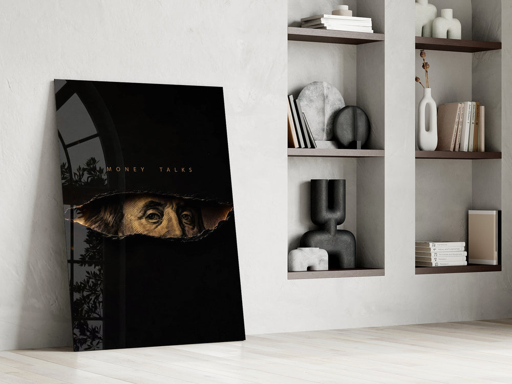 Money Talks Torn Dollar Bill Eyes Glass Wall Art