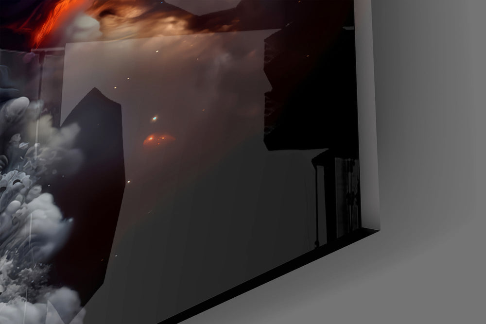 Smoke Cloud Hand Reaching for Earth Glass Wall Art