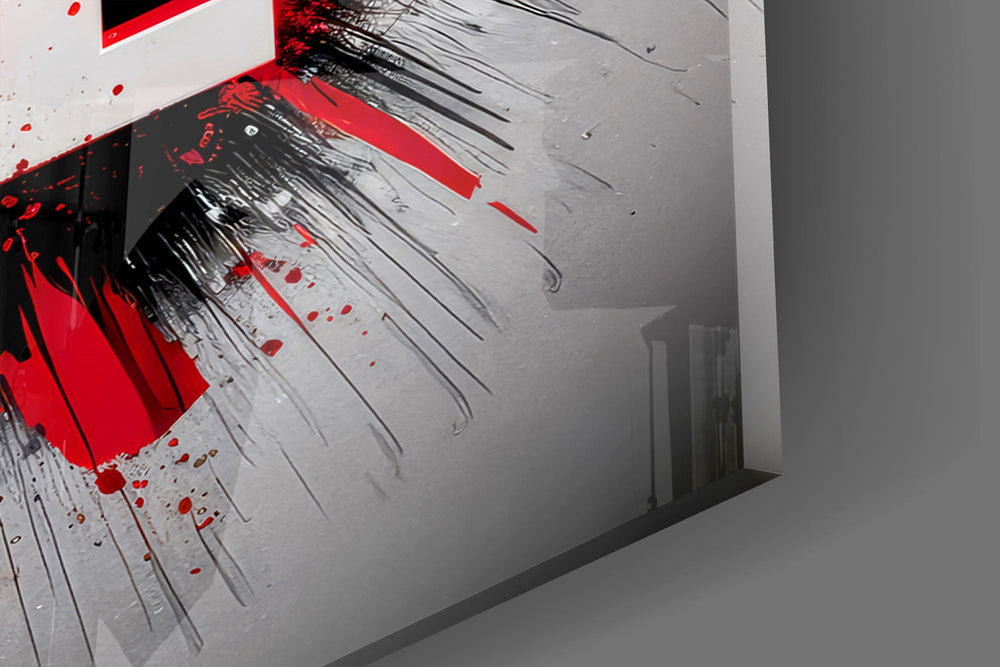 Do or Die Red Splatter Motivational Glass Wall Art