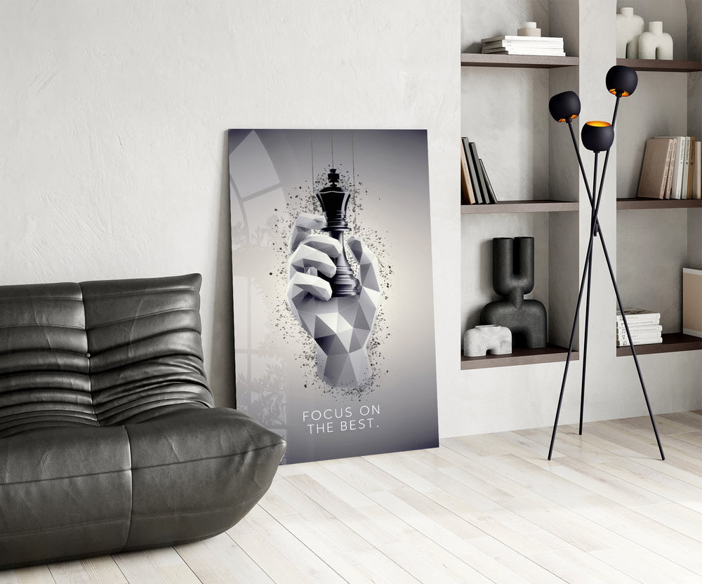 Focus on the Best Chess King Glass Wall Art