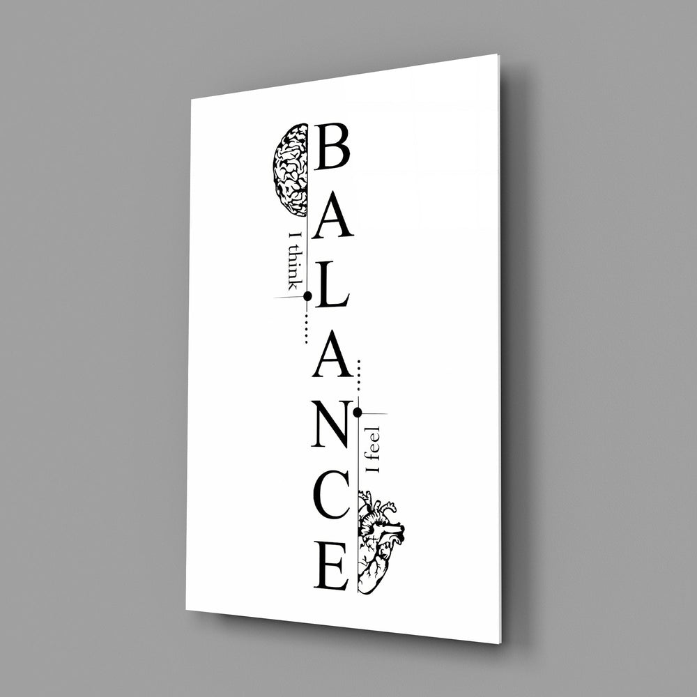 Balance I Think I Feel Brain Heart Glass Wall Art