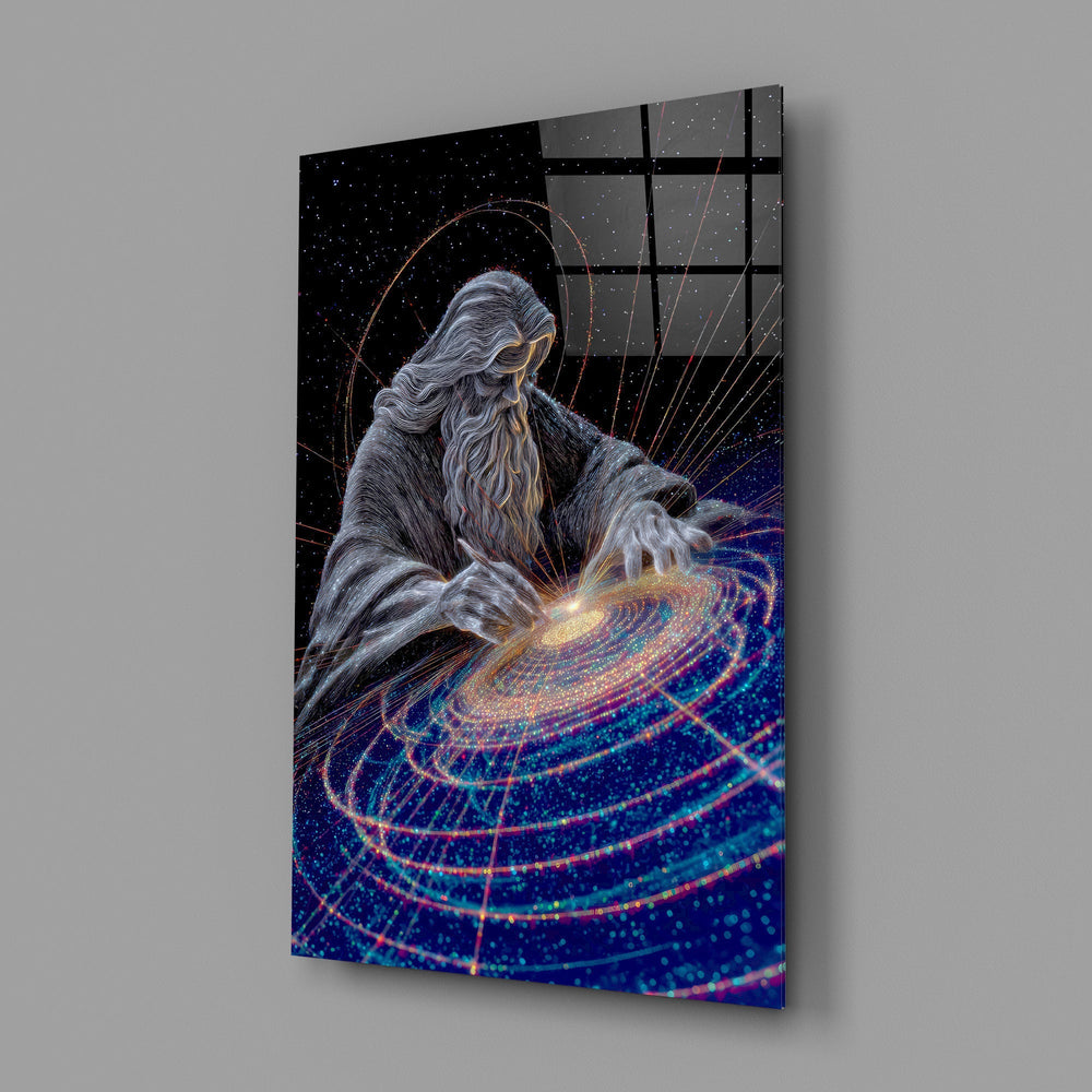 Silver Line Creator of the Galaxy Glass Wall Art