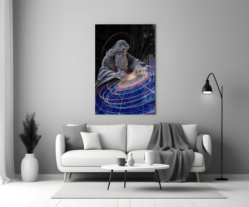 Silver Line Creator of the Galaxy Glass Wall Art
