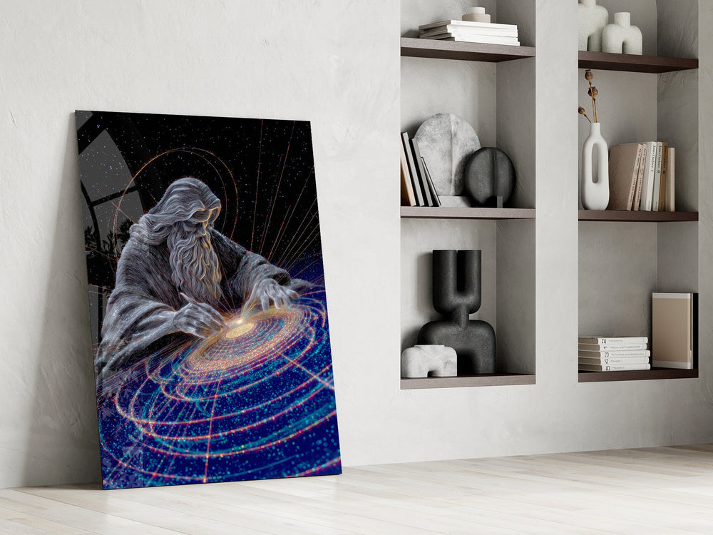 Silver Line Creator of the Galaxy Glass Wall Art