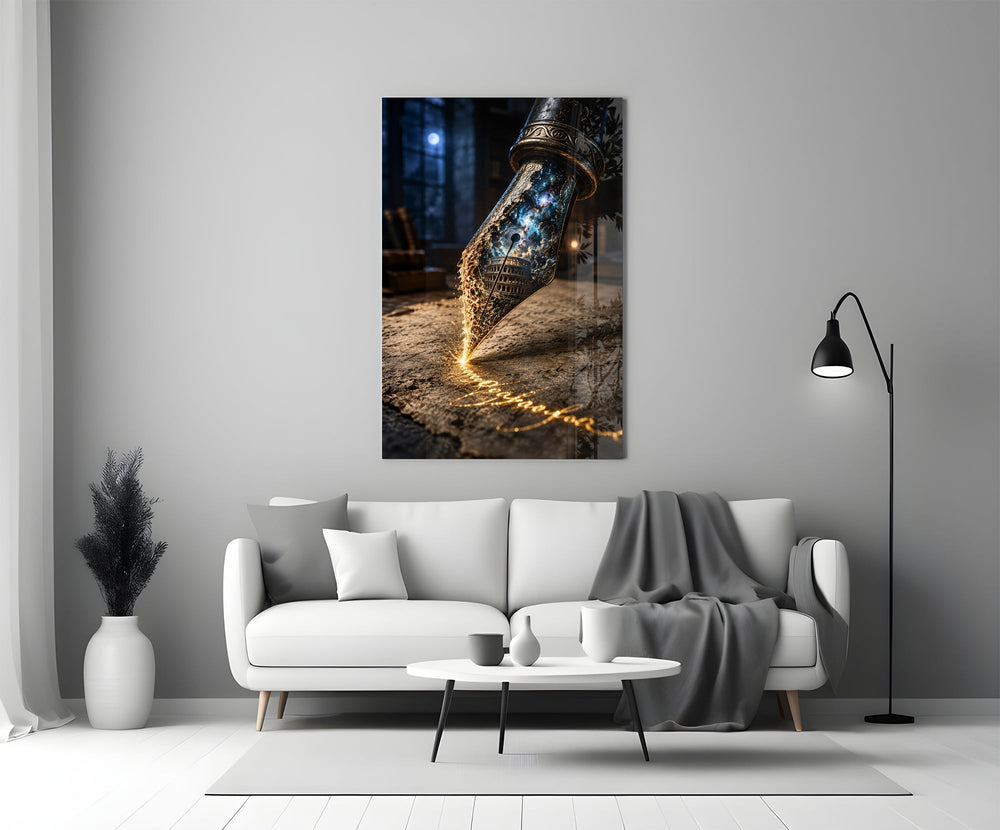Cosmic Colosseum Fountain Pen Glass Wall Art