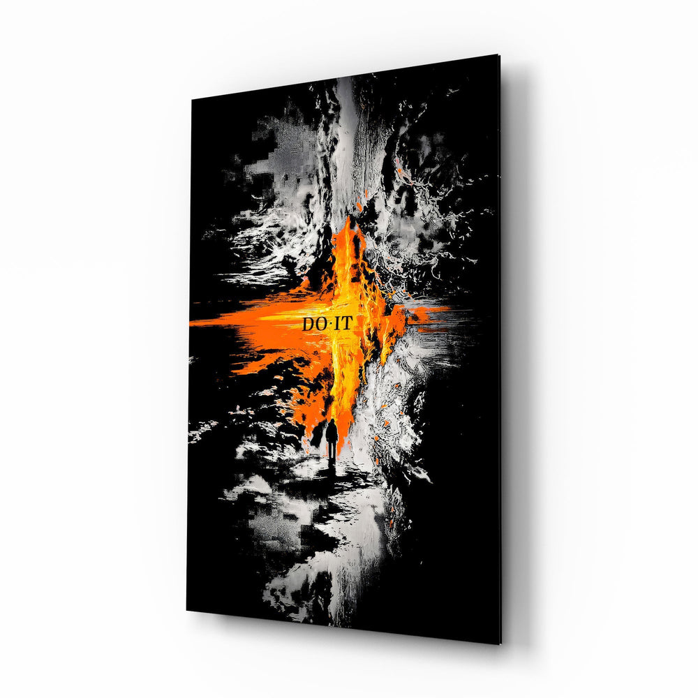 Do It Orange Lava Rift Motivation Glass Wall Art