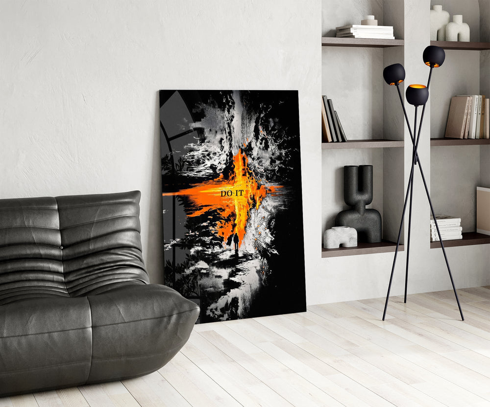 Do It Orange Lava Rift Motivation Glass Wall Art