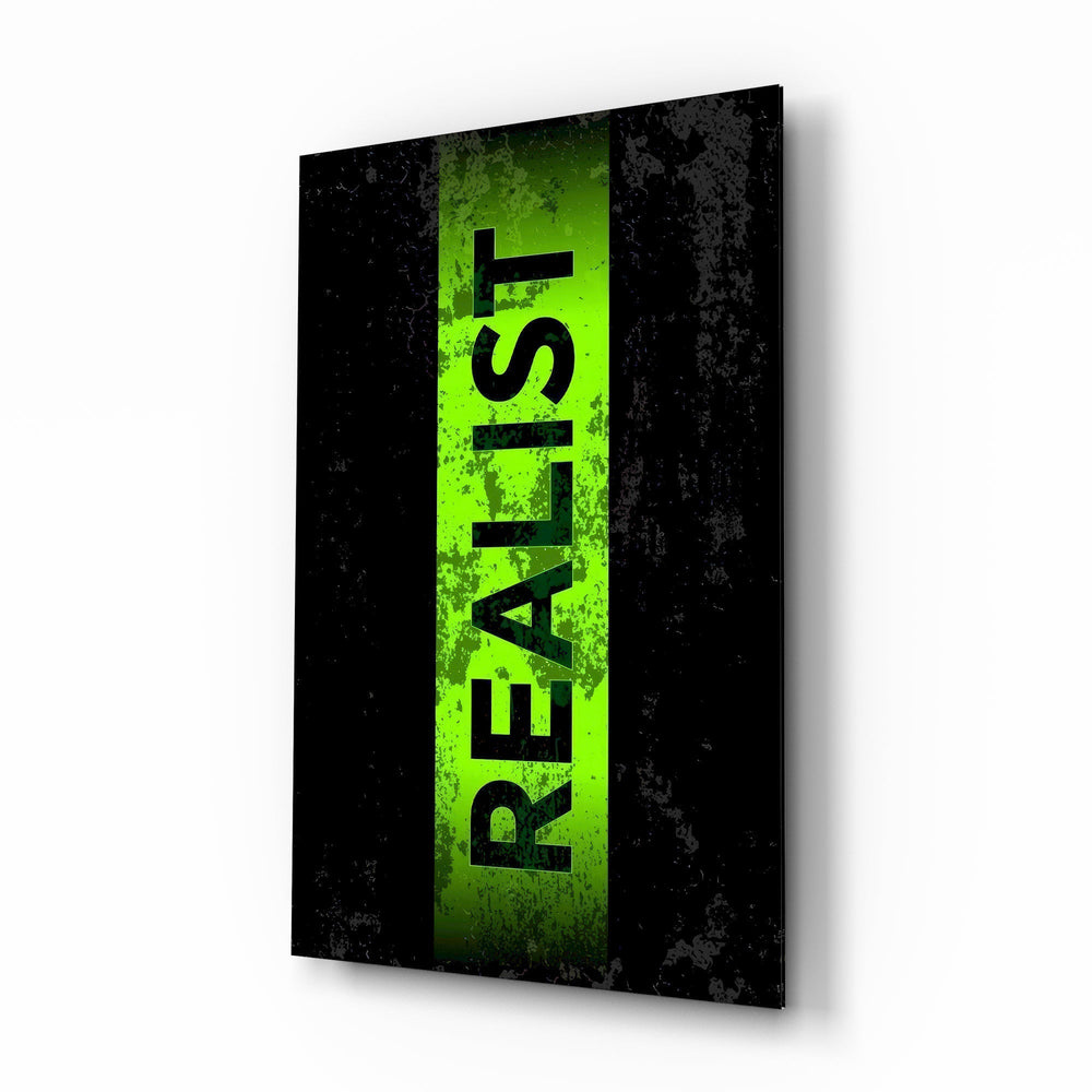 Realist Acid Green Stencil Band Glass Wall Art