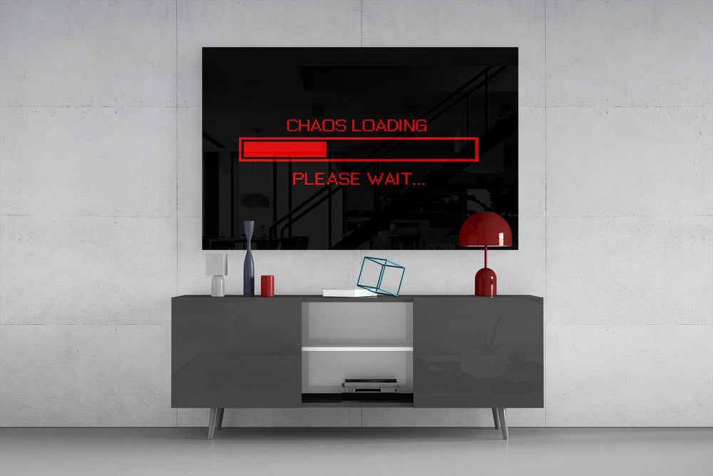 Chaos Loading Red Progress Bar Glass Wall Art