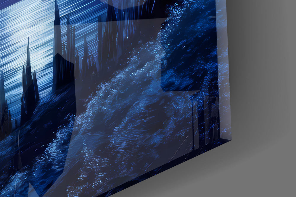 Swirling Starry Night Sky Glass Wall Art