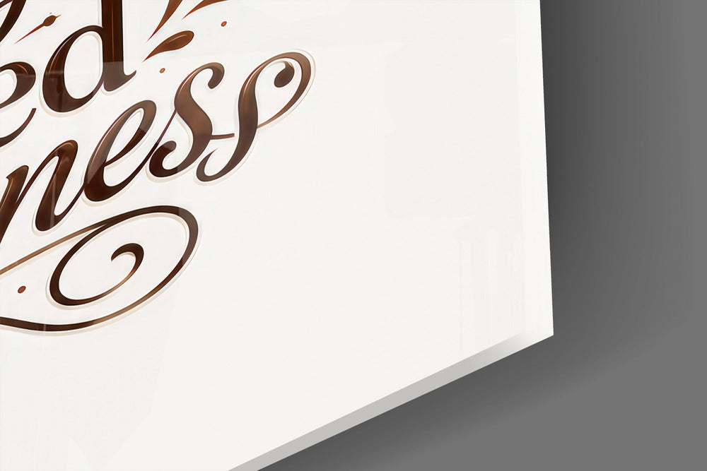 Latte Heart Coffee Cup Typography Glass Wall Art