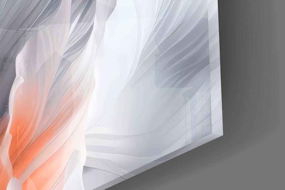 White Petal Flower Coral Heart Glass Wall Art