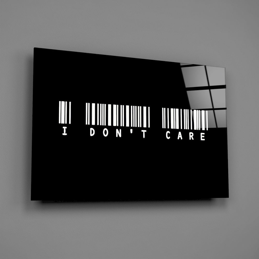 I Don't Care Barcode Glass Wall Art
