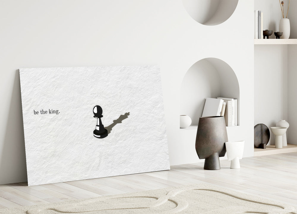 Be the King Chess Pawn Shadow Glass Wall Art