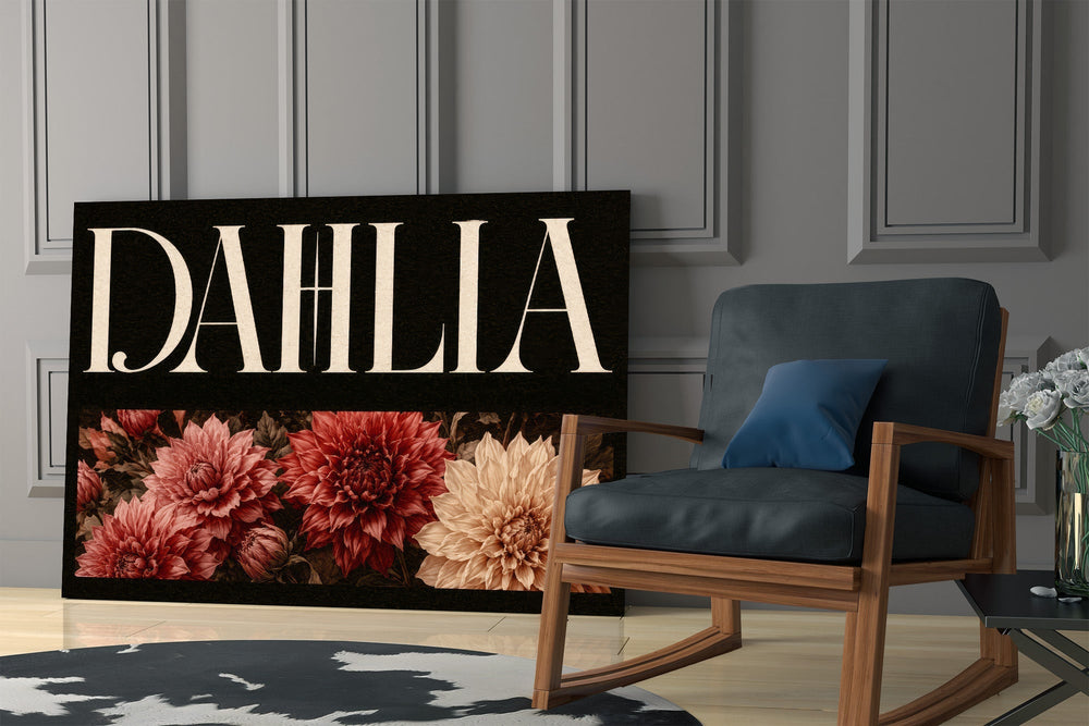 Dahlia Crimson and Cream Botanical Glass Wall Art