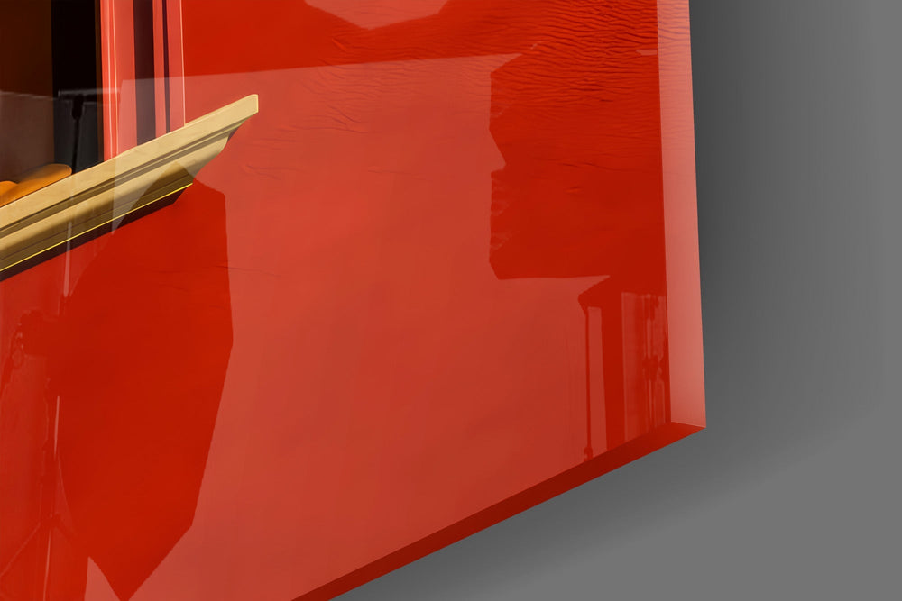 Red Wall Arched Niche Book Reader Glass Wall Art