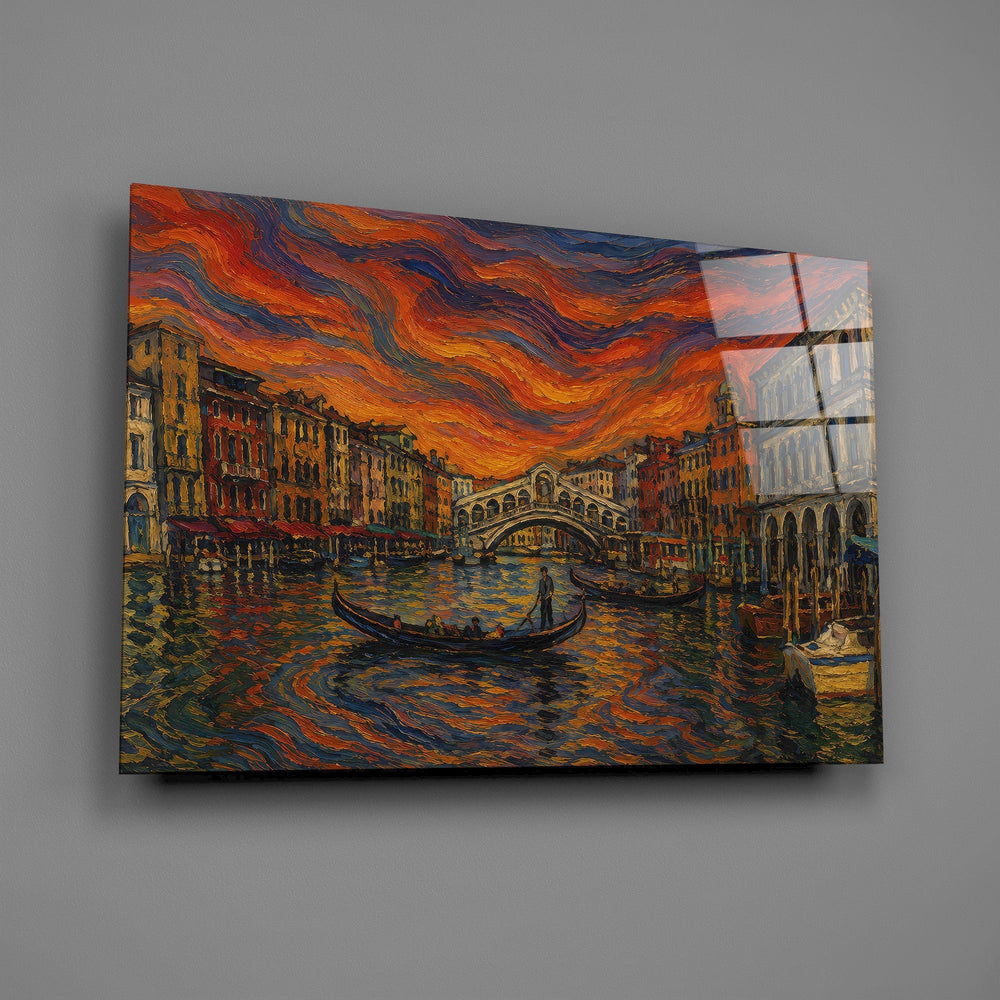 Venice Grand Canal Munch Style Glass Wall Art