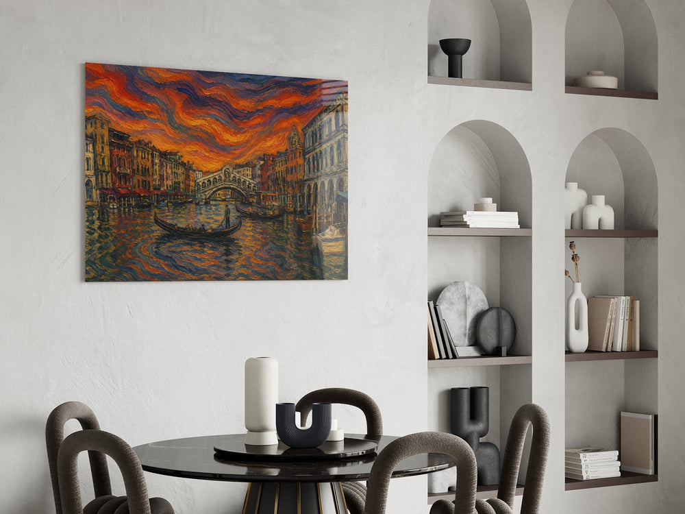 Venice Grand Canal Munch Style Glass Wall Art